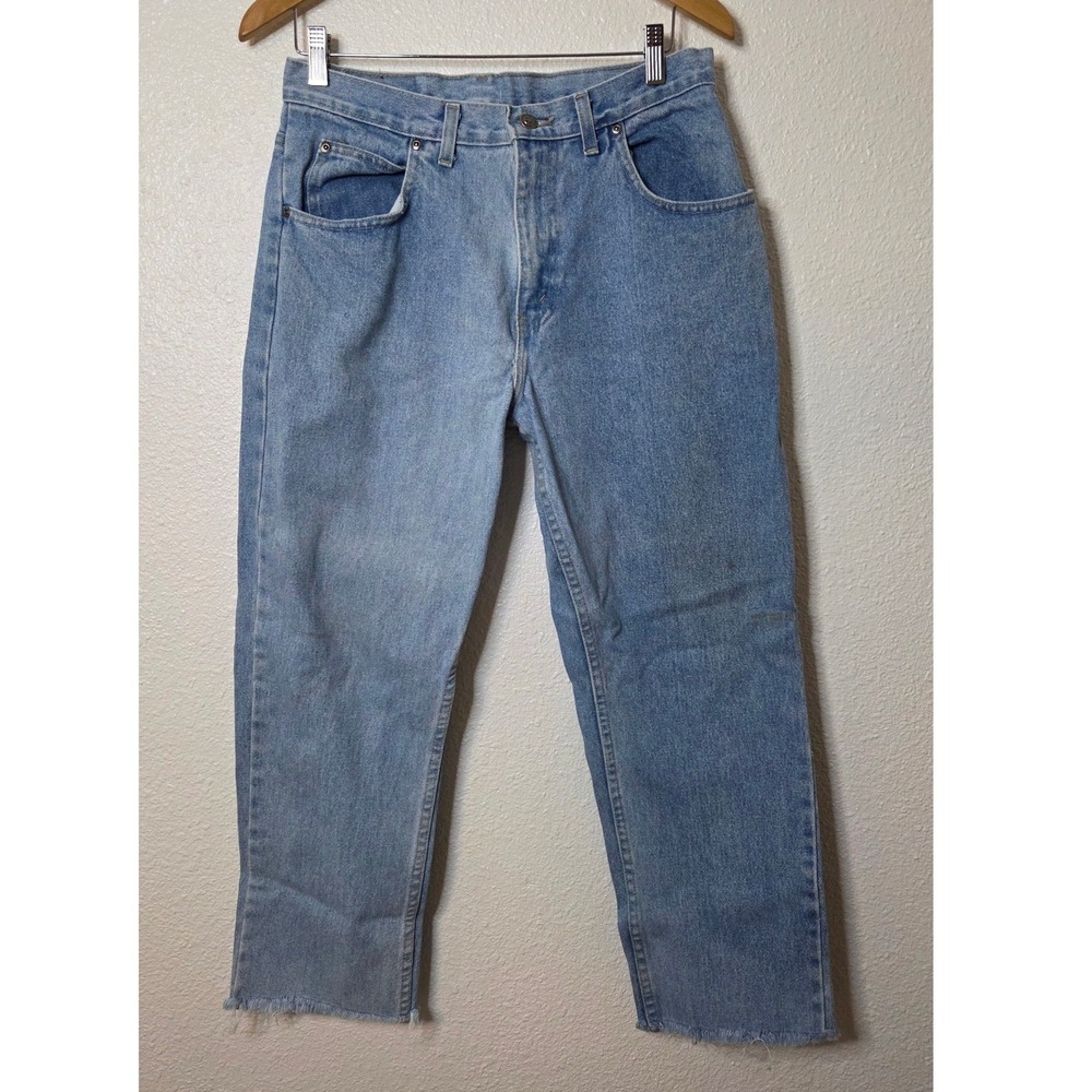 Vintage Faded Glory Made USA Light Wash Raw Hem Jeans 33x30